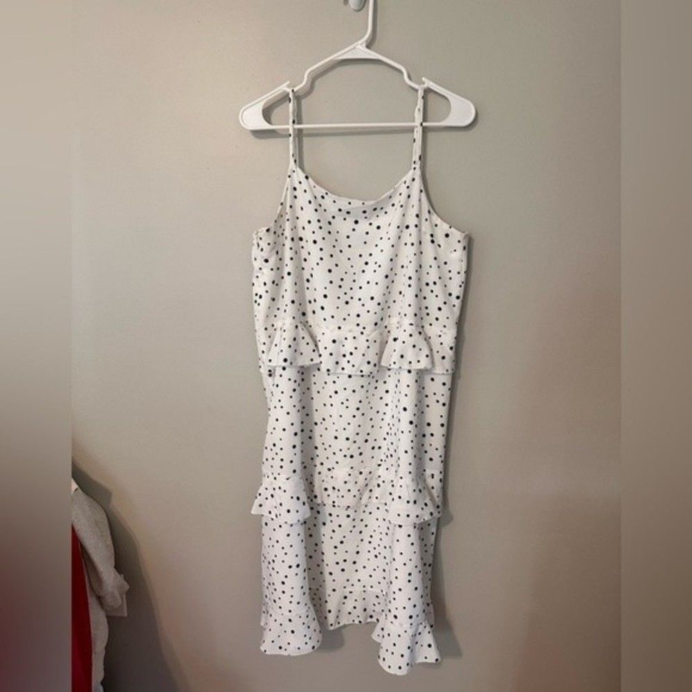 Boohoo | Polka Dot Tiered Ruffle Midi Dress